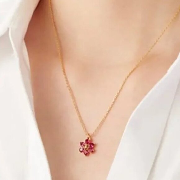 KATE SPADE First Bloom Stunning Pink CZ Floral Necklace & Earrings Set - NWOT - Picture 4 of 16